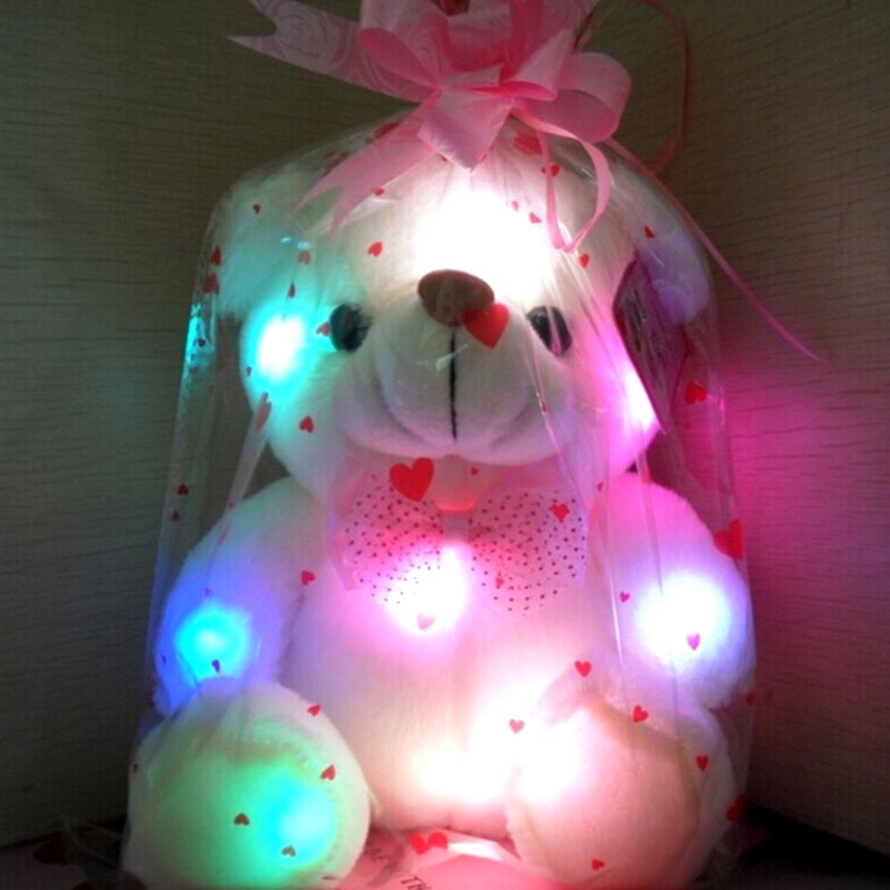 Colorful LED Flash Light Bear Doll Toys Up For Children Birthday Christmas Gift Wedding Decoration