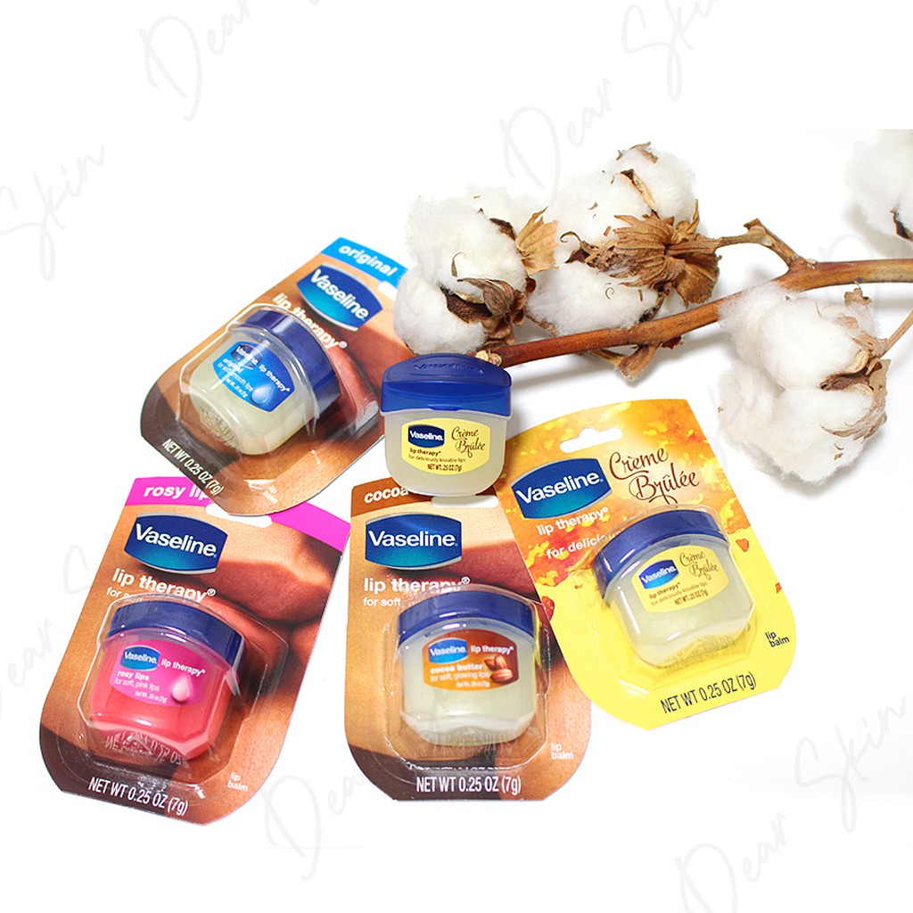 [Chính hãng] Sáp dưỡng môi Vaseline 4 vị Rosy Lips - Original - Creme Brulee - Cacao - Hồng - Trắng - Vani