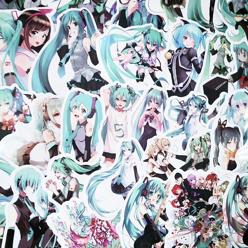 Set 50 miếng dán hình nhân vật Hatsune Miku dùng để trang trí