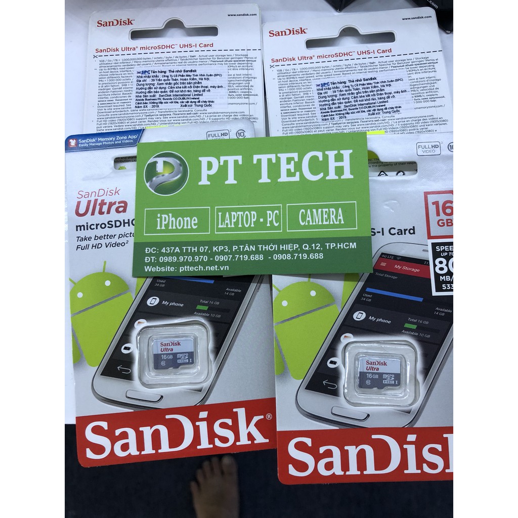 Thẻ nhớ SANDISK 16G - Bảo hành 5 năm chính hãng - Có TEM nhà phân phối | BigBuy360 - bigbuy360.vn