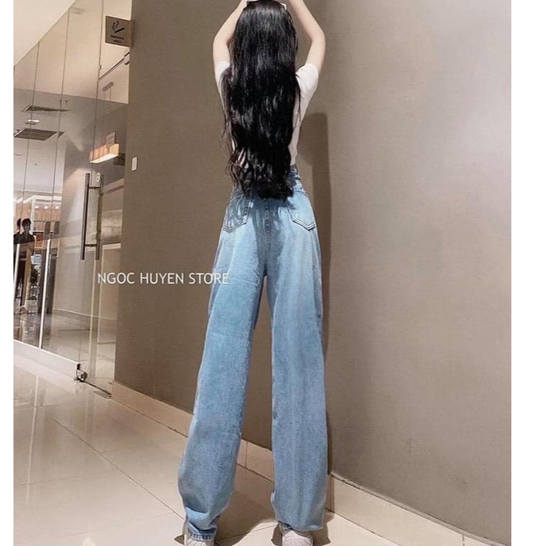 Quần jeans nữ Bingshop dáng suông ống rộng Unisex siêu hot vải đẹp đủ size | BigBuy360 - bigbuy360.vn