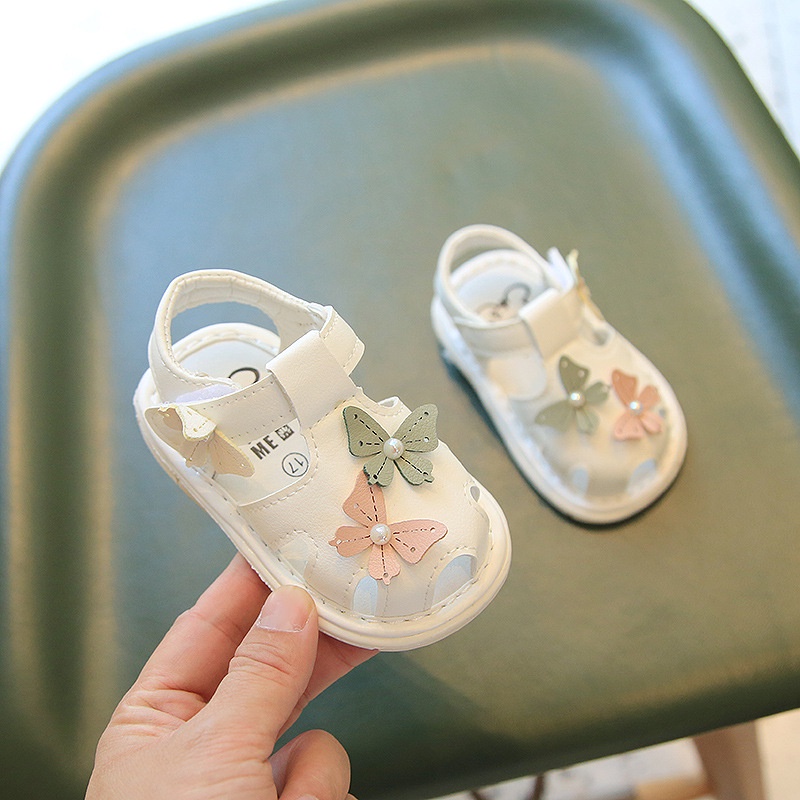 Giày sandal tập đi SANITKUN đế mềm mại chống trượt thời trang Hàn Quốc mùa hè dành cho bé gái