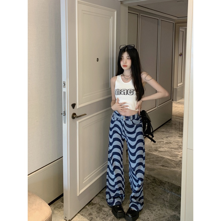 Áo Hai Dây Mùa Hè Dáng Ngắn Ôm Sát Họa Tiết Gia Vị Mỹ Độc Đáo Cho Nữ