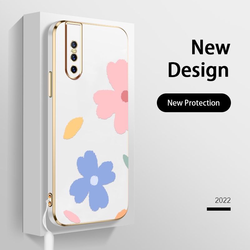 Ốp Điện Thoại TPU Silicone Mềm Mạ Điện Họa Tiết Hoa Đơn Giản Cho VIVO V15 V17 V19 NEO V15 Pro