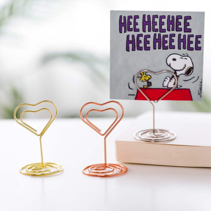 Giá đỡ kẹp ảnh hình trái tim / kim cương / tròn / phong bì bằng kim loại