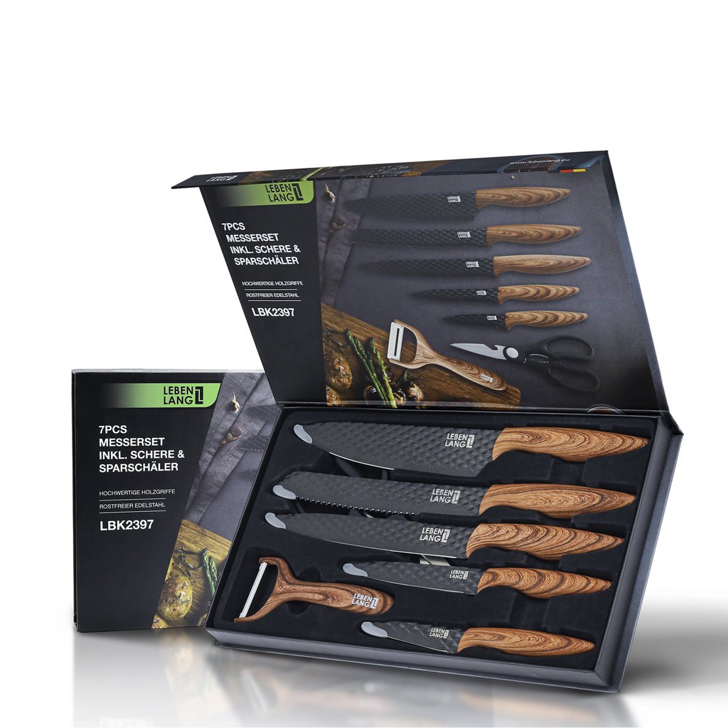 BỘ DAO 6 MÓN VÂN KIM CƯƠNG CAO CẤP DÙNG TRONG NHÀ BẾP