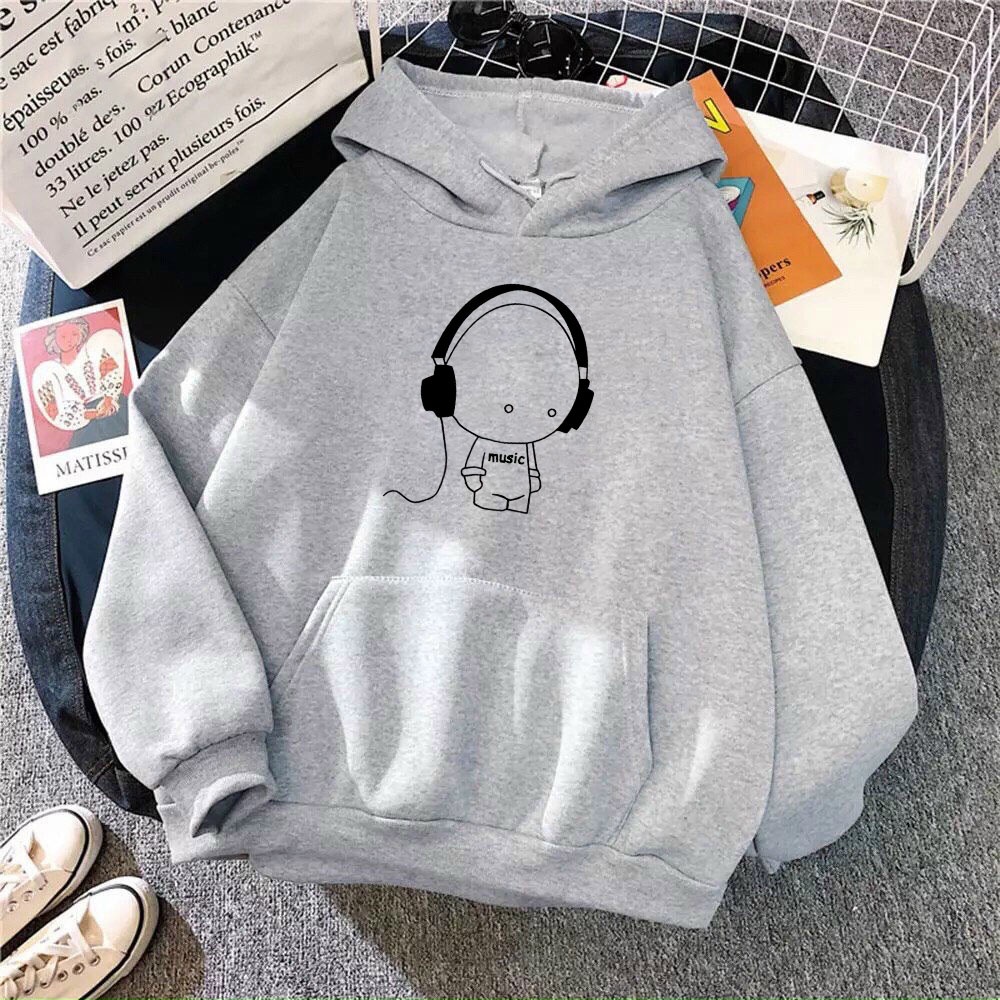 ÁO KHOÁC HOODIE NỈ UNISEX IN NHÓC ĐEO TAI PHONE CỰC ĐẸP