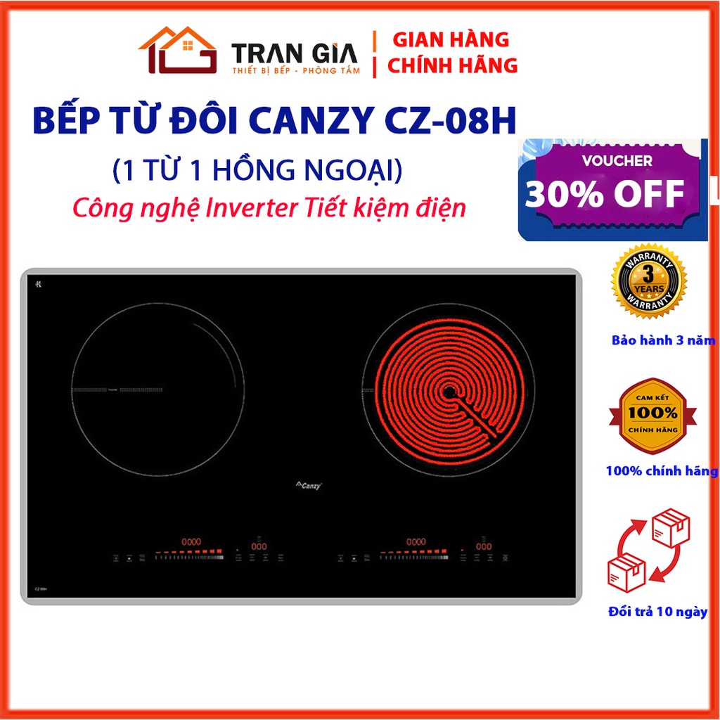 Bếp từ đôi, Bếp Điện Từ Đôi Canzy 08H ( 1 Từ + 1 Hồng Ngoại)