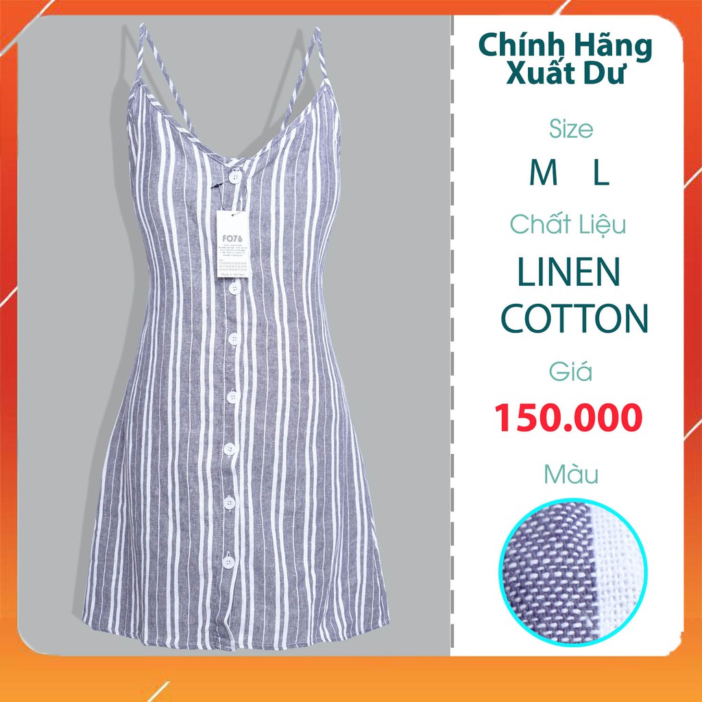 [RẺ VÔ ĐỊCH] ĐẦM NỮ 2 DÂY VẢI LENIN MÀU XÁM SỌC 👗FO76 SHOP👗