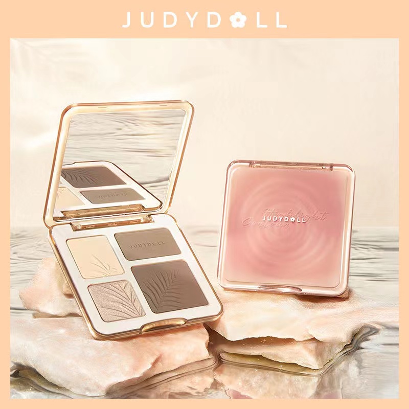 Judydoll Bảng Phấn Mắt Màu Cam Hoa Đào Ba Chiều Độ Bóng Cao Sửa Chữa Tất Cả Trong Một Màu Lì Làm Sáng Da