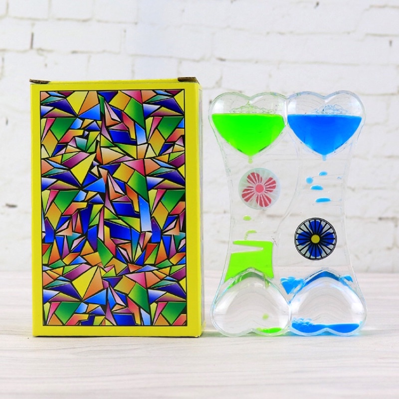 Đồ trang trí , đồng hồ cát lỏng hình 2 trái tim - Đồng hồ thả dầu hình trái tim trang trí , quà lưu niệm ý nghĩa