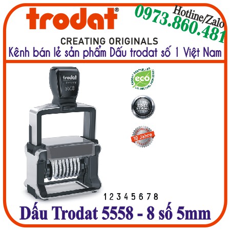 Dấu Trodat 5558 Professional 8 số liền mực 5mm