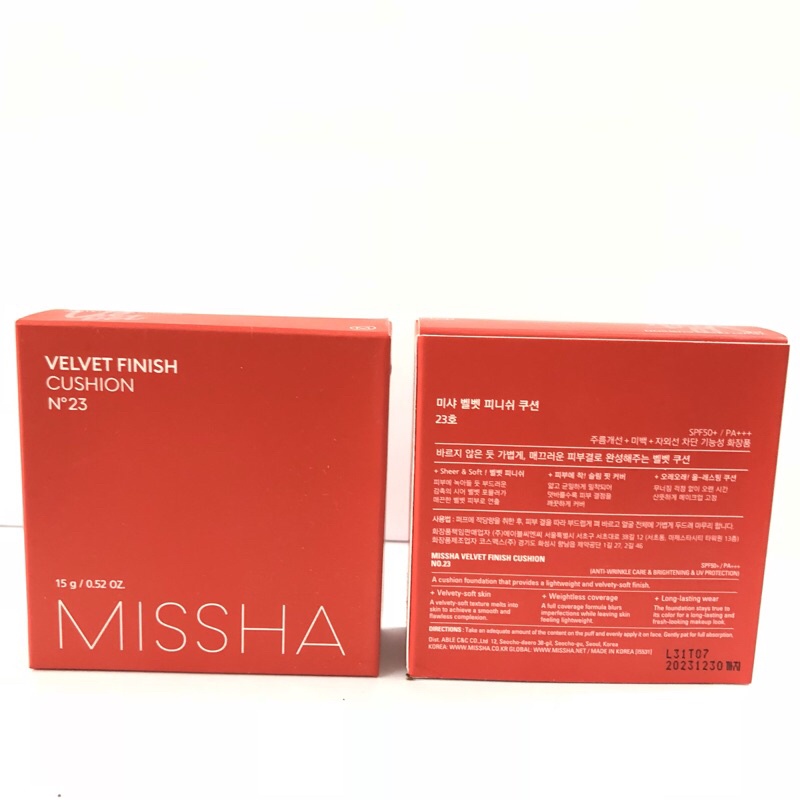 Phấn nước Missha Velvet Finish Cushion SPF50+ PA+++ Che Khuyết Điểm Lâu Trôi