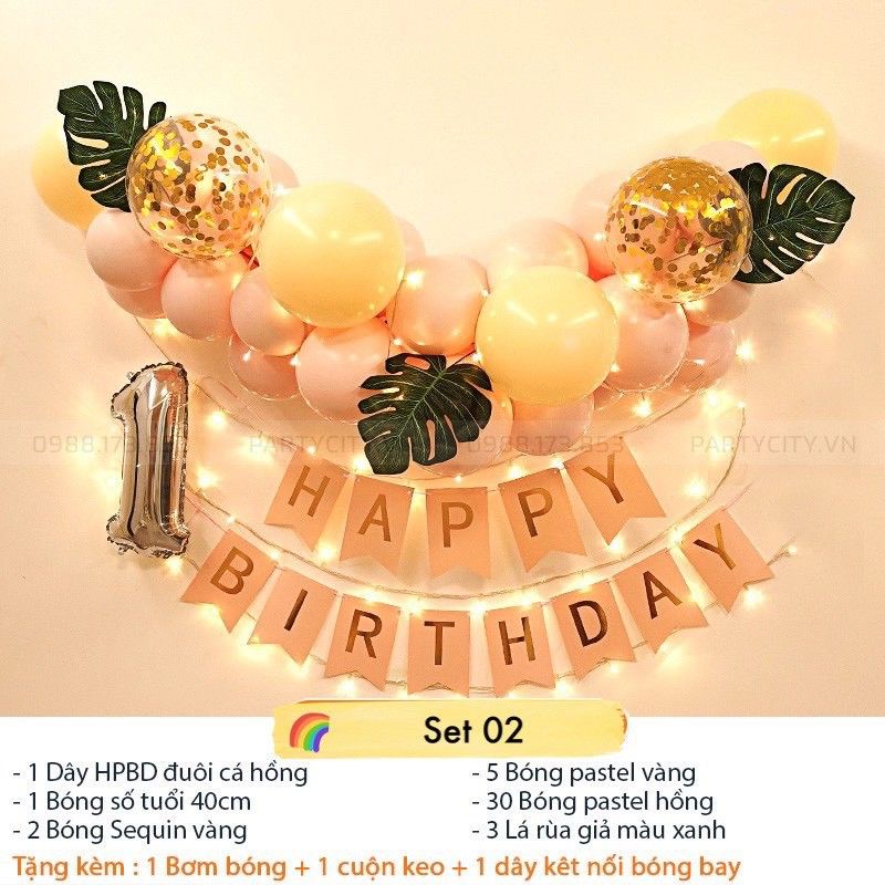 Sét trang trí kèm đèn led 2 pin