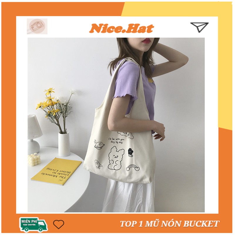 Túi tote vải canvas đeo chéo bag đi học thời trang ulzzang đẹp giá rẻ U02