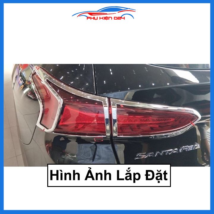 Ốp viền đèn pha hậu mạ crom Santafe 2019-2020 chống trầy trang trí bảo vệ xe