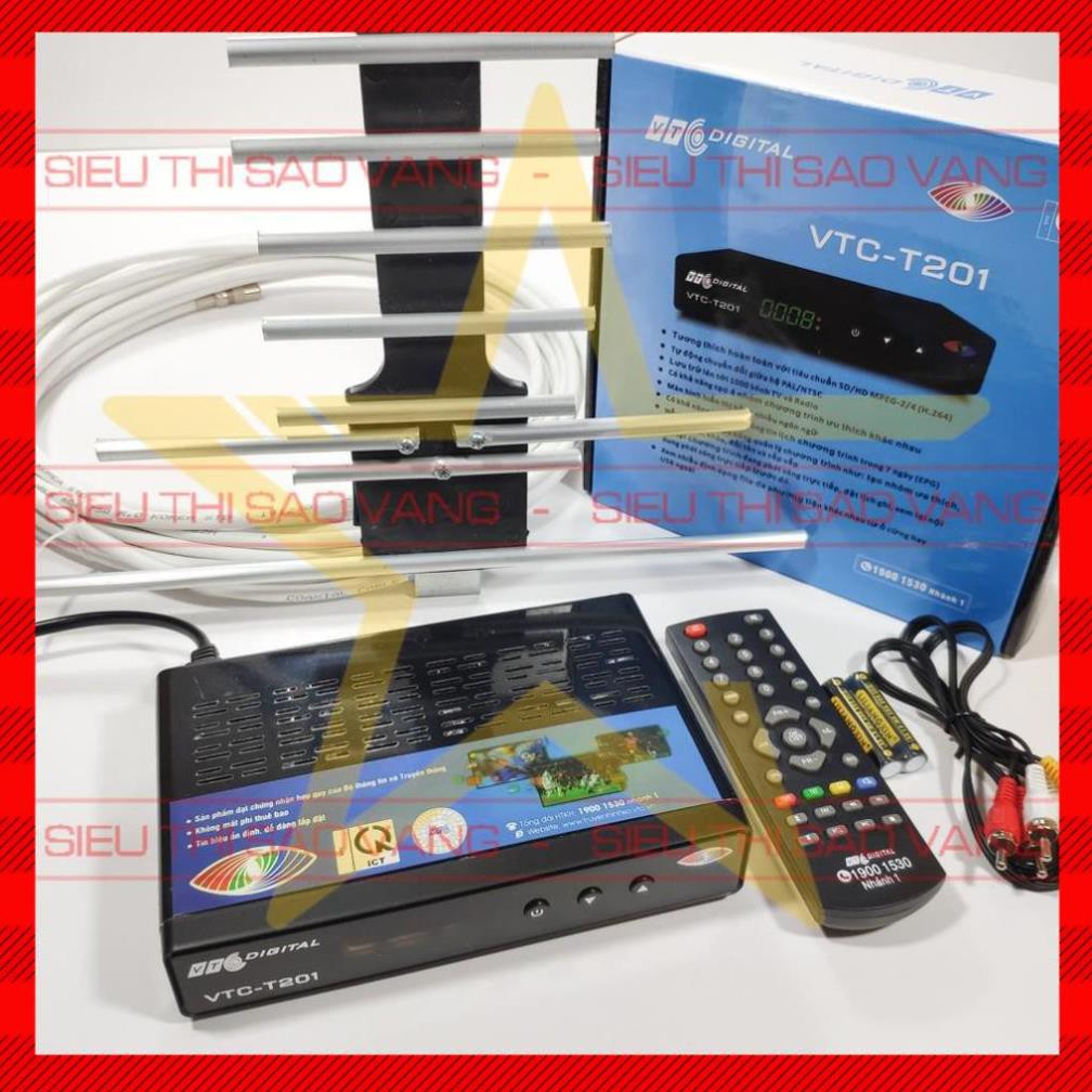 Đầu thu kĩ thuật số mặt đất DVB T2 VTC T201 tặng Anten kèm dây 15m