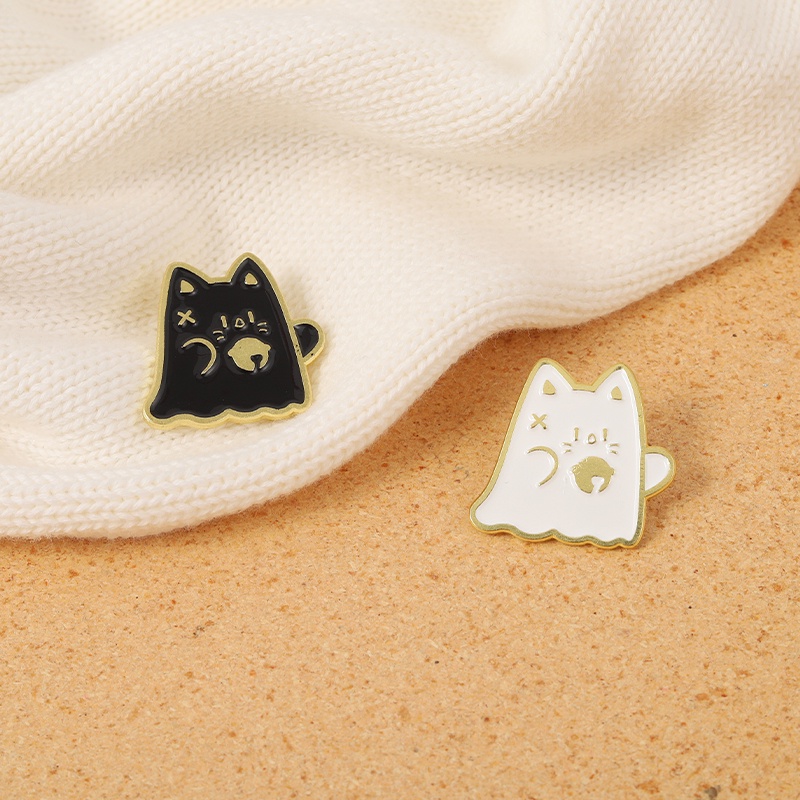 Ghim Cài Áo Hình Chú Mèo Đen Trắng Đáng Yêu