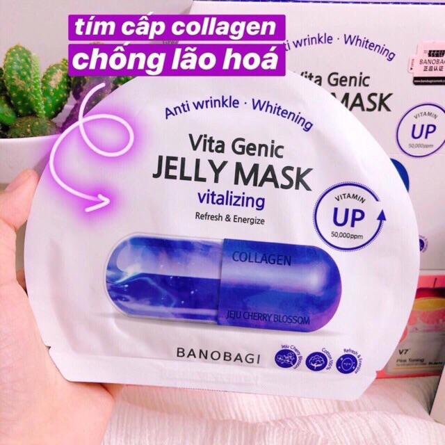 Mặt nạ FREESHIP Mặt nạ Vita Genic Banobagi Jelly Mask Hàn Quốc phục hồi da Hộp 10 miếng