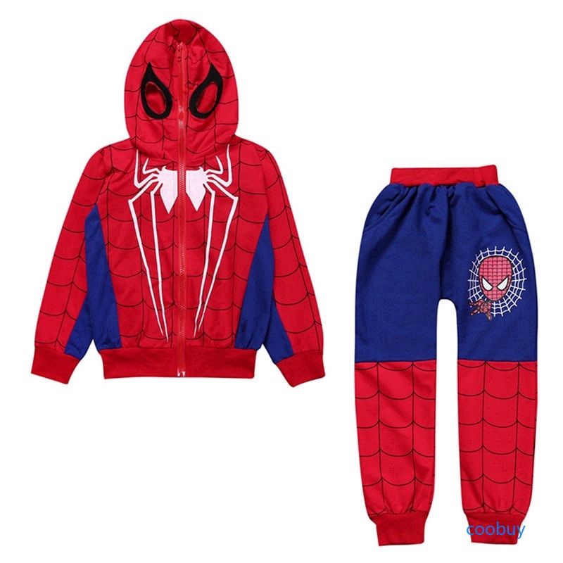 Bộ đồ gồm áo hoodie và quần dài dùng hóa trang người nhện độc đáo cho bé trai