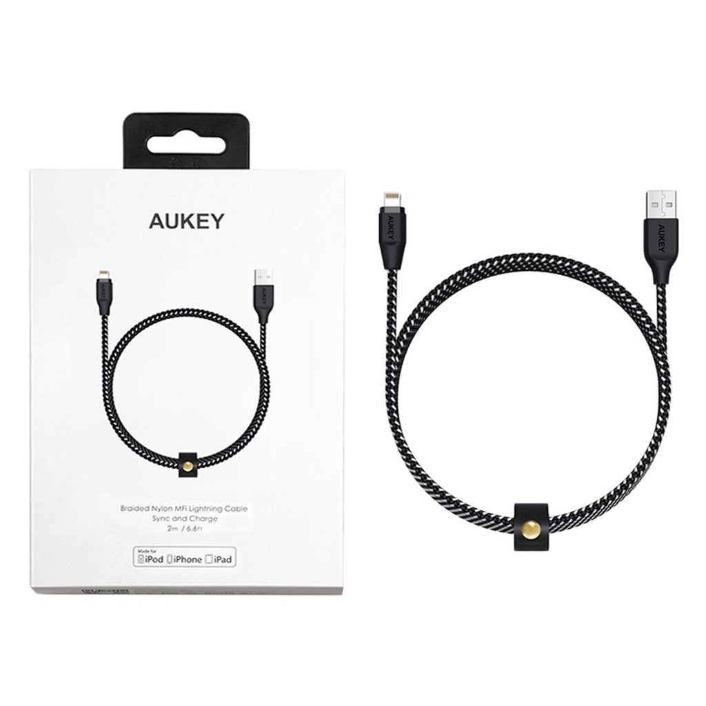 Cáp Sạc Aukey Nylon Lightning 2m MFi Certified - CB-AL2 - LAGA