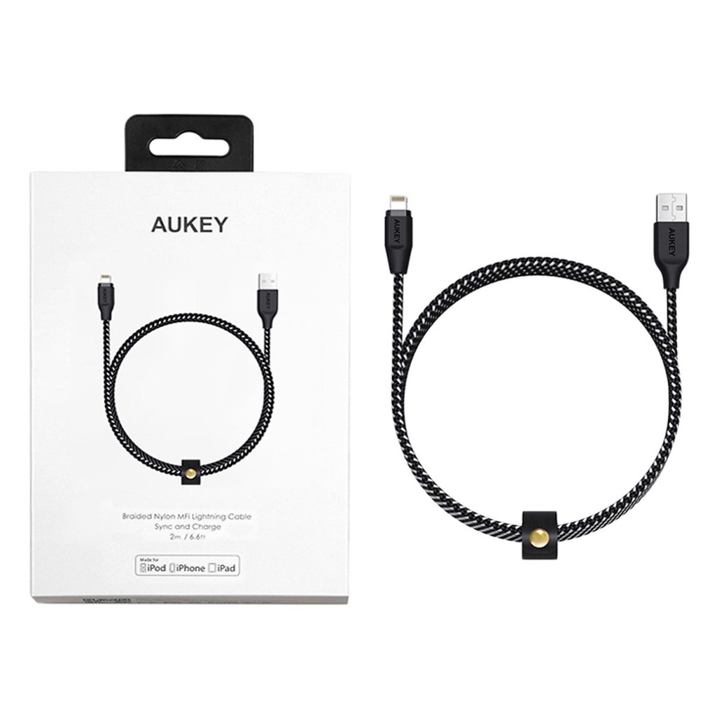 Cáp Sạc Aukey Nylon Lightning 2m MFi Certified - CB-AL2 - LAGA