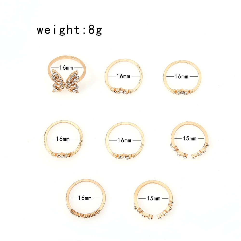 Bộ 8 nhẫn RINHOO FRIENDSHIP phong cách bohemia cổ điển thời trang dành cho nữ