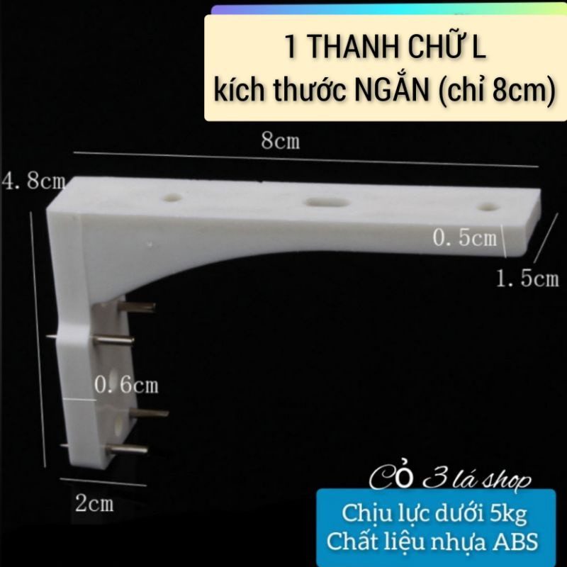 (1 cái) Thanh chữ L NGẮN nhựa ABS đóng đinh không khoan đục tường tiện lợi, khách xem kĩ mô tả và video nha