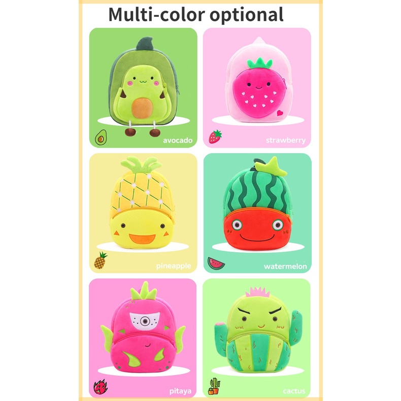 Balo Hình Trái Cây Hoạt Hình Bằng Nhung Dễ Thương Xinh Xắn