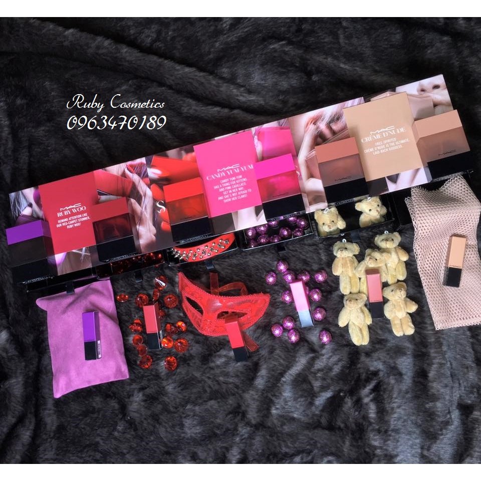 Son Thỏi MAC Shadescents Matte Limited (Vỏ Theo Màu Son) Ruby Woo, Velvet Teddy, LAdy Danger . Candy Yum Yum