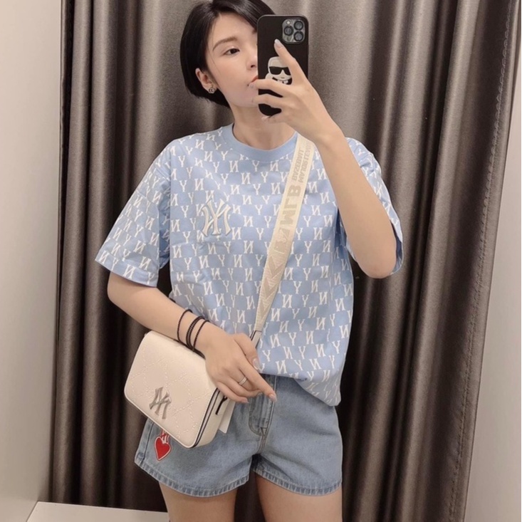 XANH - Áo Phông Cổ Tròn MLB Tee New York VNXK - ÁO THUN NY HÀNG XUẤT DƯ