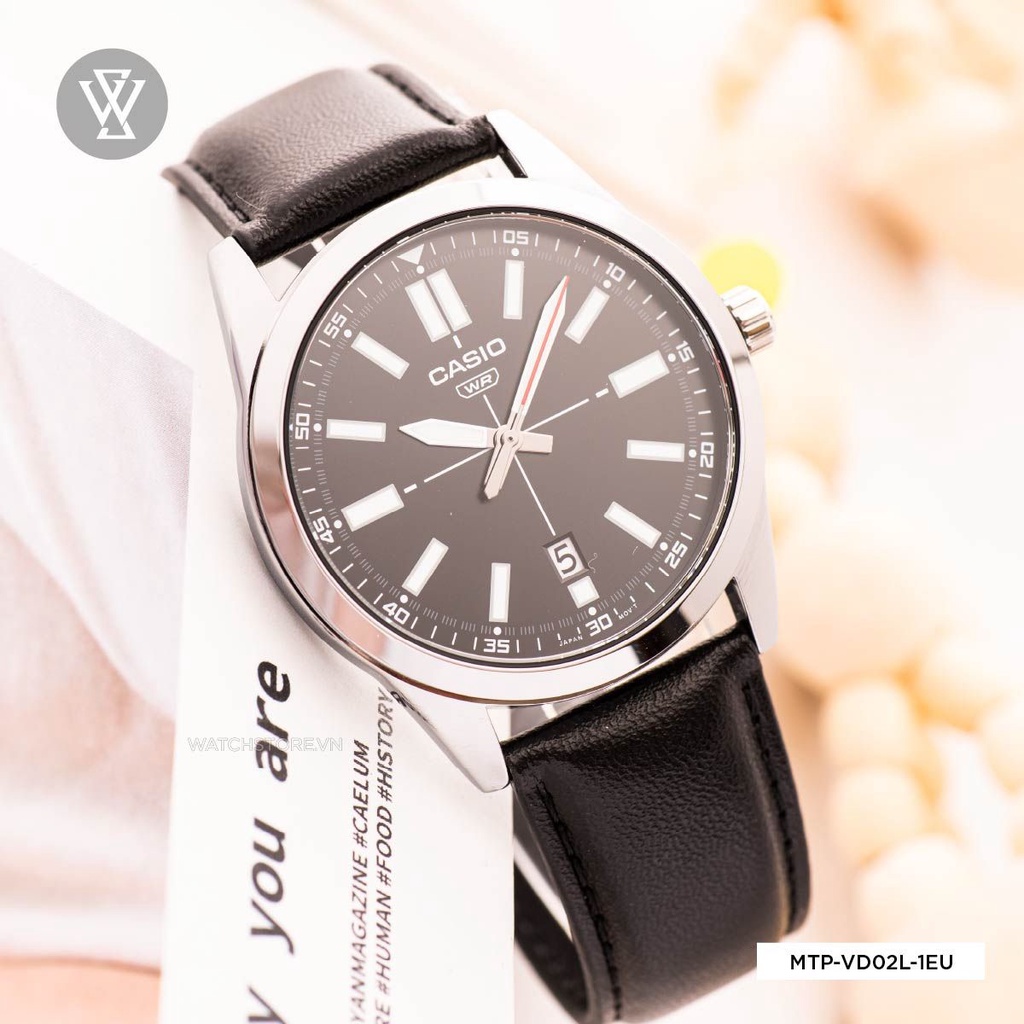 Đồng Hồ Quartz Nam Casio WATCHSTORE MTP-VD02L-1EUDF Mặt Kính Khoáng 41mm, Dây Da Đen Phong Cách Hiện Đại, Sang Trọng