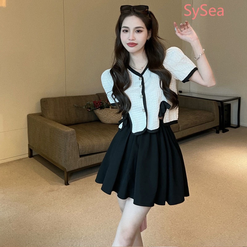 Bộ Áo Cardigan Đính Ngọc Trai + Chân Váy Ngắn Quyến Rũ Cho Nữ