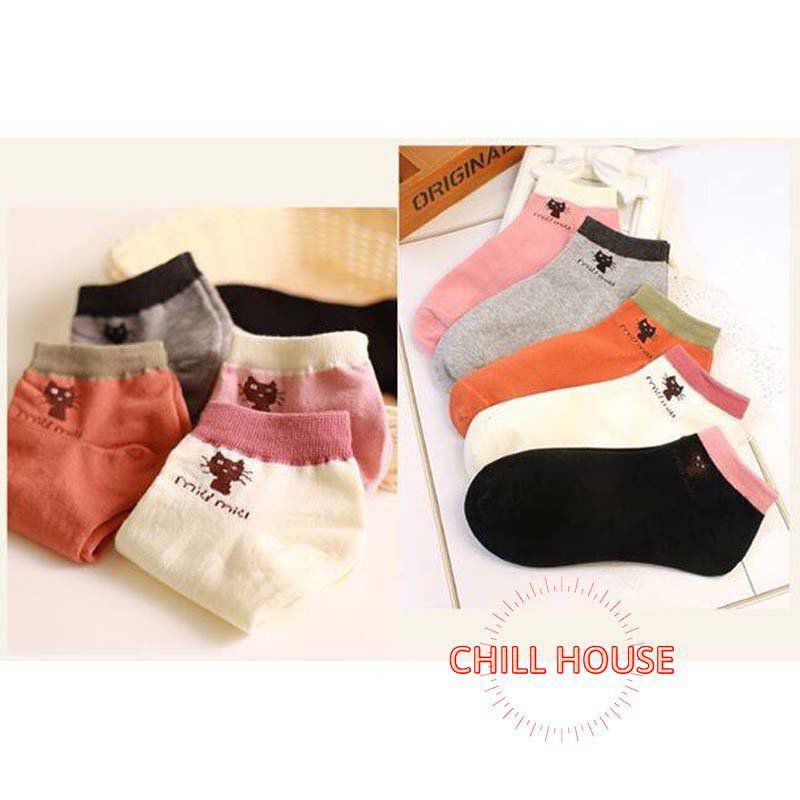 VỚ NỮ, Tất nữ cổ ngắn hình mèo Miu Miu - CHILLHOUSE