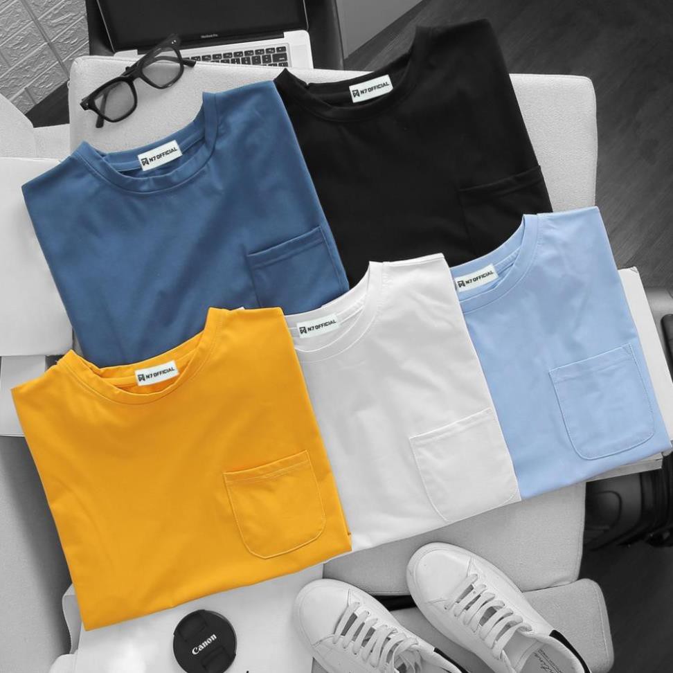 ! Áo thun TANKTOP TRƠN CÓ TÚI  Unisex N7 Basic Tee mùa hè phông trơn nam nữ tay lỡ oversize form rộng đường phố . Đẹp