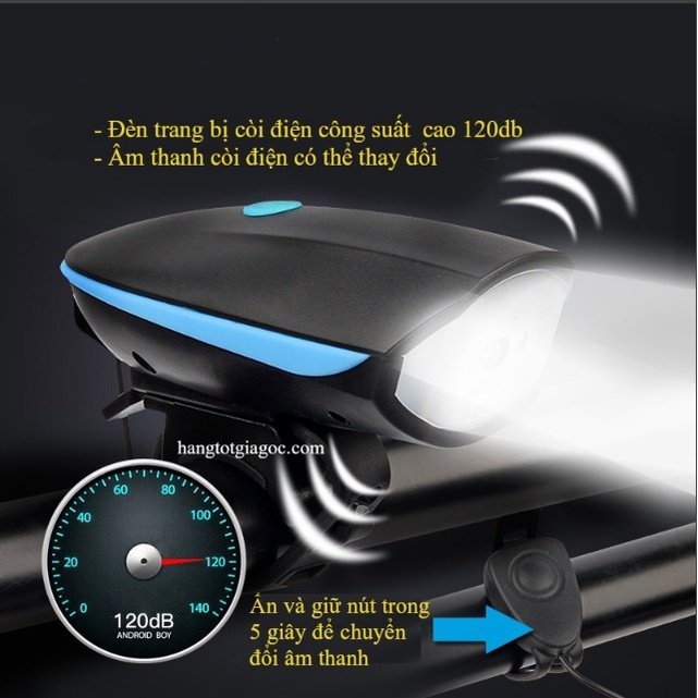 Đèn Xe Đạp Có Còi Sạc USB Chống Nước HJ7588