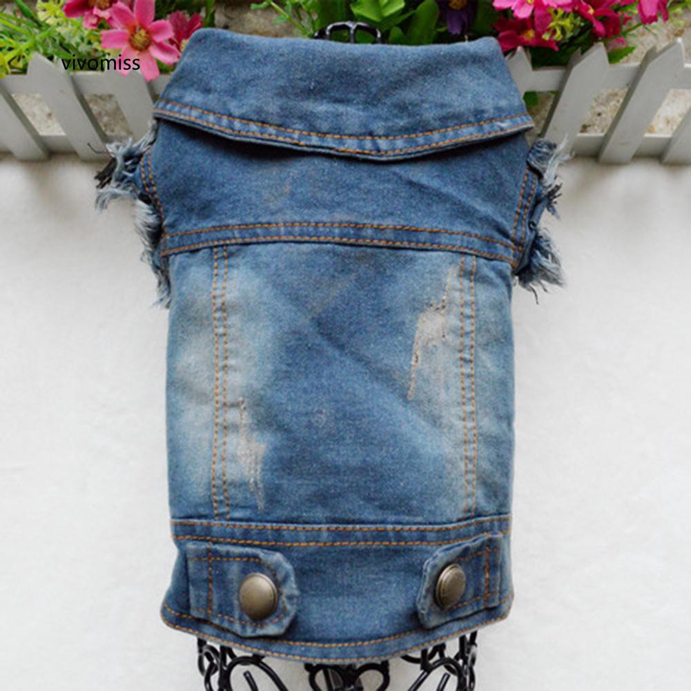 Áo khoác jean cao bồi màu xanh cho thú cưng