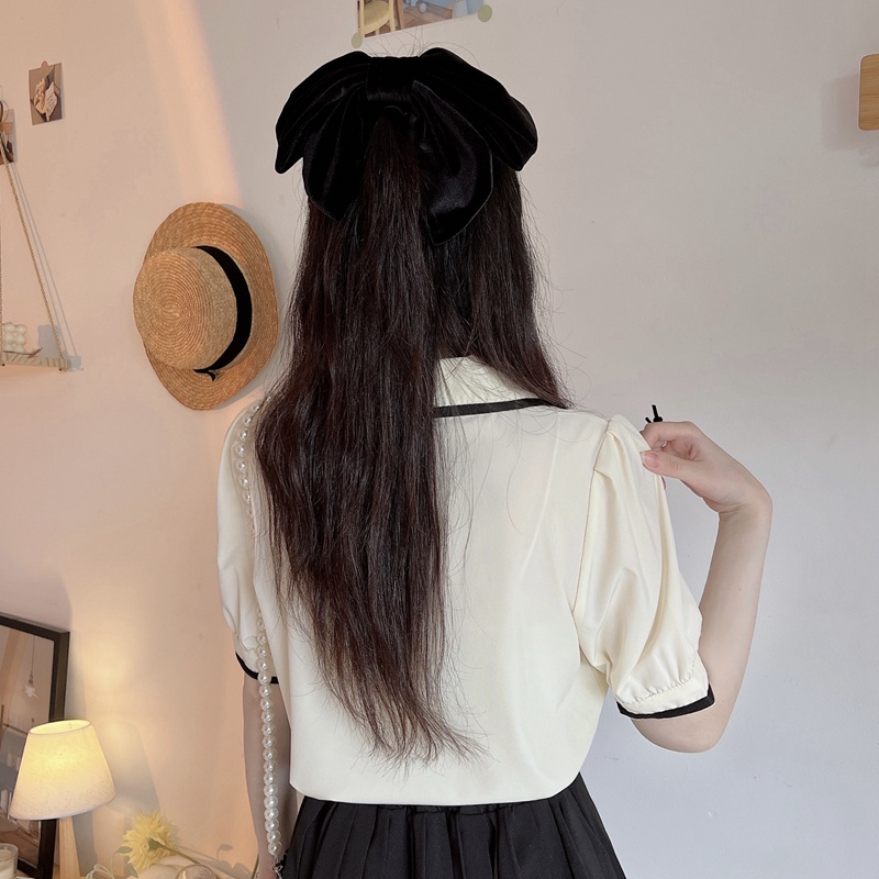 SUXI Áo Sơ Mi Tay Ngắn Phồng Dáng Rộng Màu Sắc Ngọt Ngào Thời Trang Mùa Hè Cho Nữ