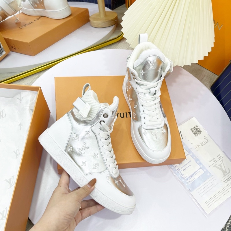 Giày thể thao sneaker lv bạc hoa văn chìm fullbox