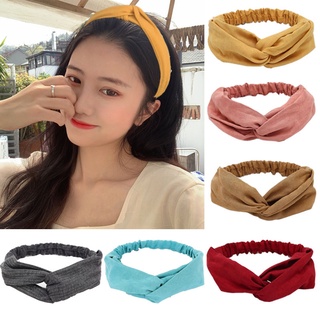 Băng đô turban thắt nút co giãn màu trơn thời trang tùy chọn màu sắc dành cho nữ