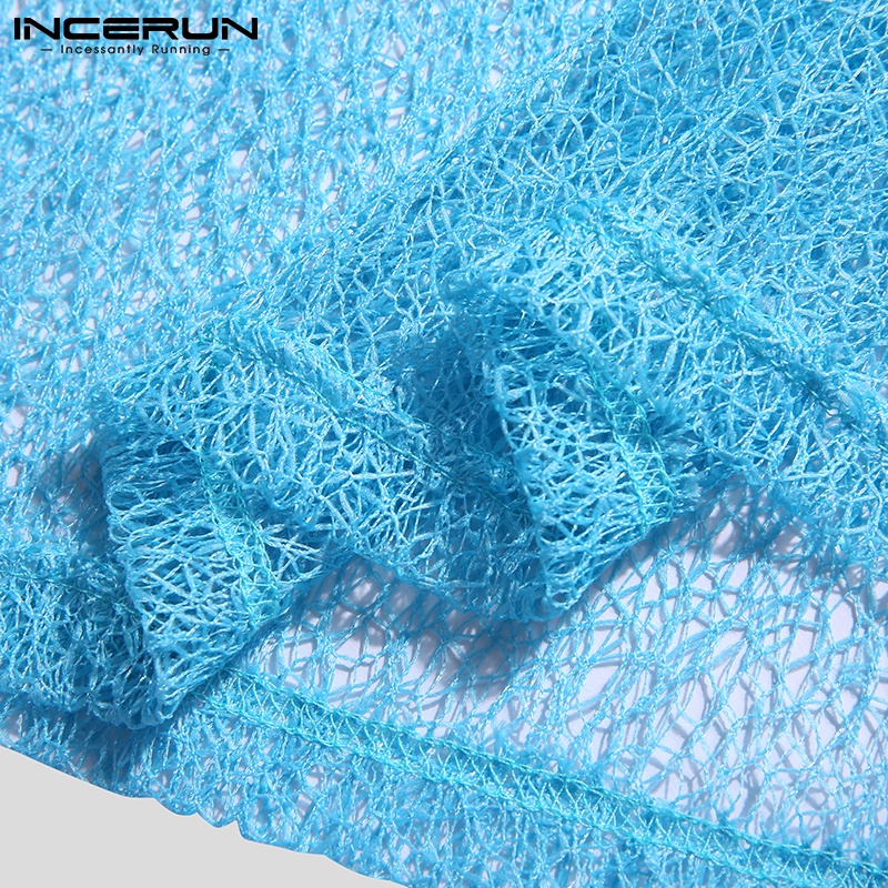 Áo sát nách INCERUN không tay dáng rộng thiết kế xuyên thấu thời trang cho nam