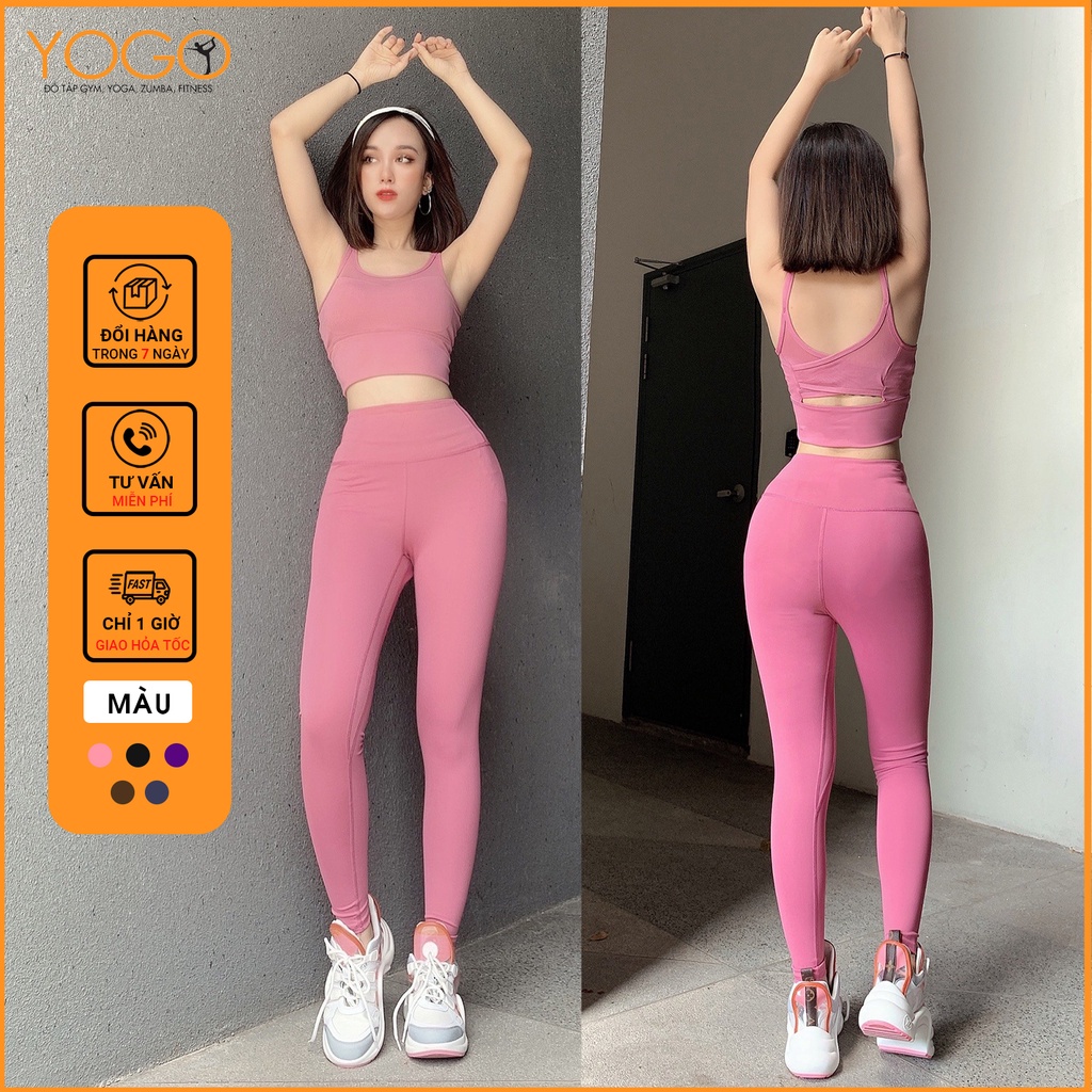 Set áo bra tập + quần tập dài legging ôm sát nâng cơ nhiều màu cao cấp YOGO G251 + G252