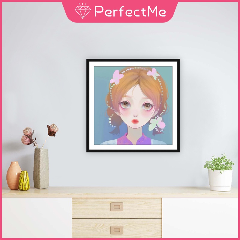 Bộ tranh đính đá 5D tự làm hình cô gái dễ thương 30x30cm