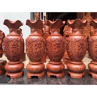 Lộc Bình Phong Thuỷ Tứ Quý  Gỗ Hương Nguyên Khối Cao 50 cm