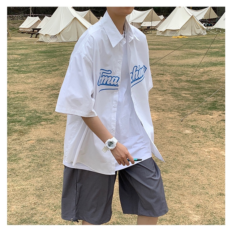 Áo Sơ Mi Trắng Cộc Tay Unisex Chất Cotton Thoáng Mát,Sơ Mi Tay Ngắn Nam Nữ Phong Cách