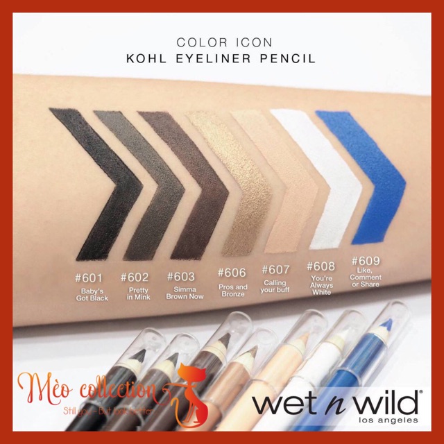 Chì kẻ mắt Wet n wild Color Icon Kohl Eyeliner màu đen, đen nâu, nâu, trắng | BigBuy360 - bigbuy360.vn