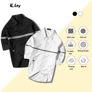 Áo sơ mi nam tay dài-hàng Quãng châu cao cấp- cotton-bigsize(55-90kg),trắng/đen,cogiãn tốt,mềm mịn,basic-T8620