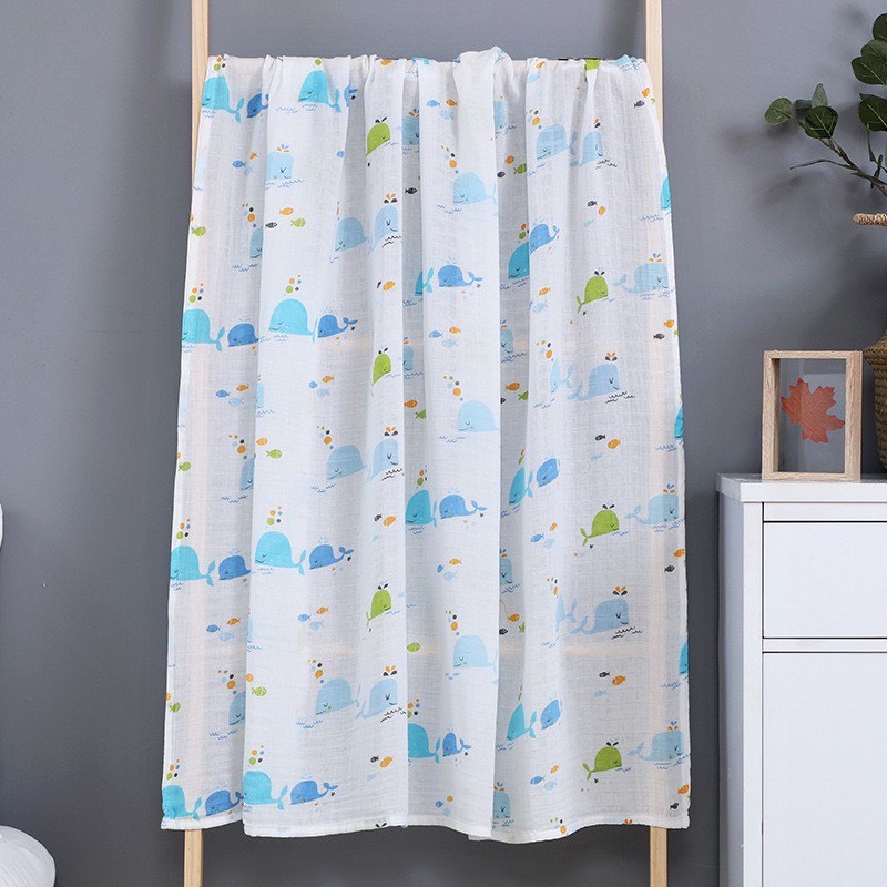 Khăn Tắm Xô Muslin Swaddle Organic Cotton Khổ Lớn 120x120cm Cho Bé - Khăn Tắm Đa Năng Cho Bé