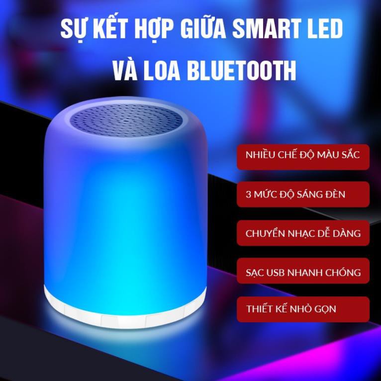 Loa di động cảm ứng tích hợp đèn ngủ, Loa Bluetooth Không Dây 2IN1 kiêm Đèn Ngủ - Đèn LED cảm ứng đổi màu!