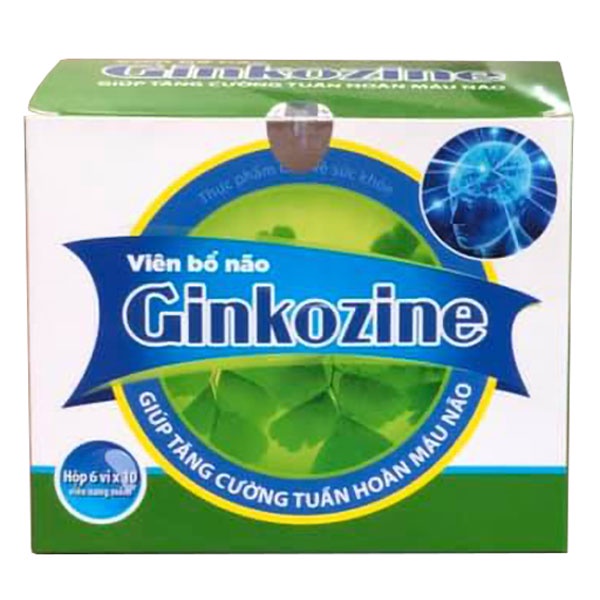 Viên Bổ Não Ginkozine- Giúp hỗ trợ hoạt huyết, tăng cường tuần hoàn máu lên não (Hộp 12 vỉ x 15 viên)